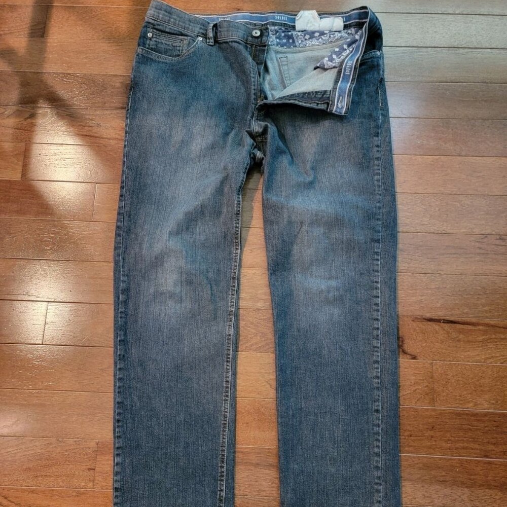 Hiltl men's stretch bootcut jeans, 40x34